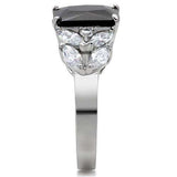 TK182 - High polished (no plating) Stainless Steel Ring with AAA Grade CZ in Jet - Alamode - Flyclothing LLC