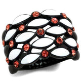 TK1832 - IP Black(Ion Plating) Stainless Steel Ring with Top Grade Crystal in Garnet - Alamode - Flyclothing LLC