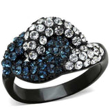 TK1833 - IP Black(Ion Plating) Stainless Steel Ring with Top Grade Crystal in Montana - Alamode - Flyclothing LLC