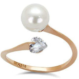 TK1837 - IP Rose Gold(Ion Plating) Stainless Steel Ring with Synthetic Pearl in White - Alamode - Flyclothing LLC