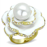 TK1847 - IP Gold(Ion Plating) Stainless Steel Ring with Synthetic Pearl in White - Alamode - Flyclothing LLC