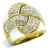 TK1848 - IP Gold(Ion Plating) Stainless Steel Ring with Top Grade Crystal in Clear - Alamode - Flyclothing LLC