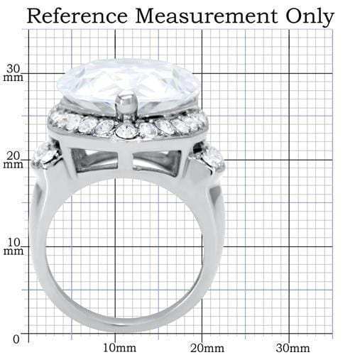 TK184 - High polished (no plating) Stainless Steel Ring with AAA Grade CZ in Clear - Alamode - Flyclothing LLC