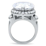 TK184 - High polished (no plating) Stainless Steel Ring with AAA Grade CZ in Clear - Alamode - Flyclothing LLC