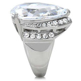 TK184 - High polished (no plating) Stainless Steel Ring with AAA Grade CZ in Clear - Alamode - Flyclothing LLC