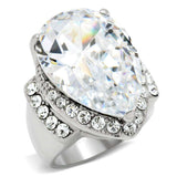 TK184 - High polished (no plating) Stainless Steel Ring with AAA Grade CZ in Clear - Alamode - Flyclothing LLC