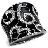 TK1853 - High polished (no plating) Stainless Steel Ring with Top Grade Crystal in Clear - Alamode - Flyclothing LLC