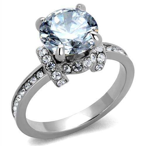 TK1859 - No Plating Stainless Steel Ring with AAA Grade CZ in Clear - Alamode - Flyclothing LLC