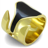 TK1860 - IP Gold(Ion Plating) Stainless Steel Ring with Epoxy in Jet - Alamode - Flyclothing LLC