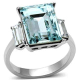 TK1862 - High polished (no plating) Stainless Steel Ring with Top Grade Crystal in Sea Blue - Alamode - Flyclothing LLC