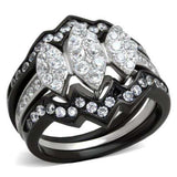 TK1869 - Two-Tone IP Black (Ion Plating) Stainless Steel Ring with AAA Grade CZ in Clear - Alamode - Flyclothing LLC
