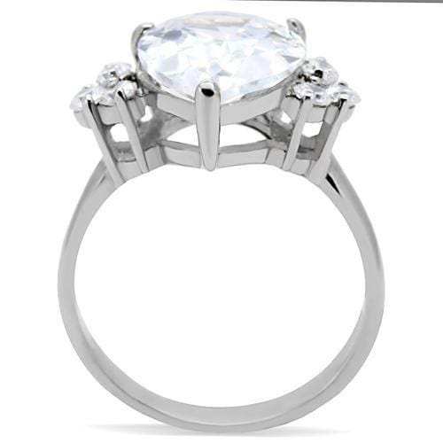 TK186 - High polished (no plating) Stainless Steel Ring with AAA Grade CZ in Clear - Alamode - Flyclothing LLC