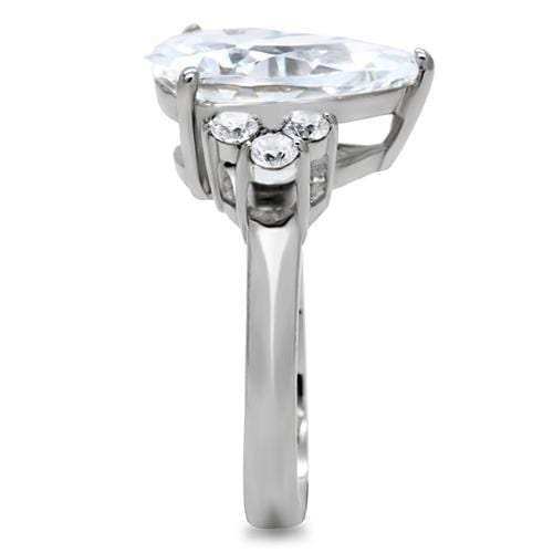 TK186 - High polished (no plating) Stainless Steel Ring with AAA Grade CZ in Clear - Alamode - Flyclothing LLC