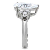 TK186 - High polished (no plating) Stainless Steel Ring with AAA Grade CZ in Clear - Alamode - Flyclothing LLC