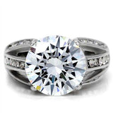 TK187 - High polished (no plating) Stainless Steel Ring with AAA Grade CZ in Clear - Alamode - Flyclothing LLC