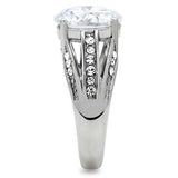 TK187 - High polished (no plating) Stainless Steel Ring with AAA Grade CZ in Clear - Alamode - Flyclothing LLC