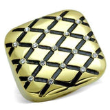 TK1886 - IP Gold(Ion Plating) Stainless Steel Ring with Top Grade Crystal in Clear - Alamode - Flyclothing LLC