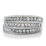 TK188 - High polished (no plating) Stainless Steel Ring with Top Grade Crystal in Clear - Alamode - Flyclothing LLC