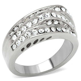 TK188 - High polished (no plating) Stainless Steel Ring with Top Grade Crystal in Clear - Alamode - Flyclothing LLC
