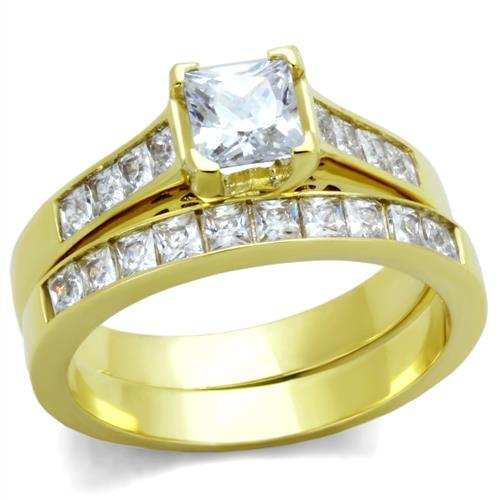 TK1895 - IP Gold(Ion Plating) Stainless Steel Ring with AAA Grade CZ in Clear - Alamode - Flyclothing LLC