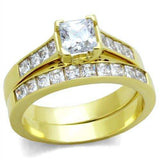 TK1895 - IP Gold(Ion Plating) Stainless Steel Ring with AAA Grade CZ in Clear - Alamode - Flyclothing LLC