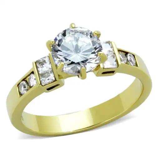 TK1898 - IP Gold(Ion Plating) Stainless Steel Ring with AAA Grade CZ in Clear - Alamode - Flyclothing LLC