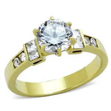 TK1898 - IP Gold(Ion Plating) Stainless Steel Ring with AAA Grade CZ in Clear - Alamode - Flyclothing LLC