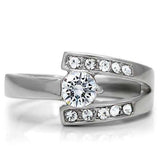 TK189 - High polished (no plating) Stainless Steel Ring with AAA Grade CZ in Clear - Alamode - Flyclothing LLC