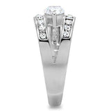 TK189 - High polished (no plating) Stainless Steel Ring with AAA Grade CZ in Clear - Alamode - Flyclothing LLC