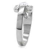 TK189 - High polished (no plating) Stainless Steel Ring with AAA Grade CZ in Clear - Alamode - Flyclothing LLC