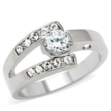 TK189 - High polished (no plating) Stainless Steel Ring with AAA Grade CZ in Clear - Alamode - Flyclothing LLC