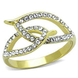 TK1907 - Two-Tone IP Gold (Ion Plating) Stainless Steel Ring with Top Grade Crystal in Clear - Alamode - Flyclothing LLC