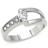 TK190 - High polished (no plating) Stainless Steel Ring with AAA Grade CZ in Clear - Alamode - Flyclothing LLC