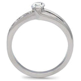 TK190 - High polished (no plating) Stainless Steel Ring with AAA Grade CZ in Clear - Alamode - Flyclothing LLC