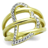TK1913 - Two-Tone IP Gold (Ion Plating) Stainless Steel Ring with Top Grade Crystal in Clear - Alamode - Flyclothing LLC