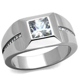 TK1916 - High polished (no plating) Stainless Steel Ring with AAA Grade CZ in Clear - Alamode - Flyclothing LLC