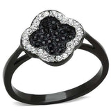 TK1917 - Two-Tone IP Black Stainless Steel Ring with Top Grade Crystal in Jet - Alamode - Flyclothing LLC