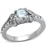 TK1918 - High polished (no plating) Stainless Steel Ring with AAA Grade CZ in Clear - Alamode - Flyclothing LLC