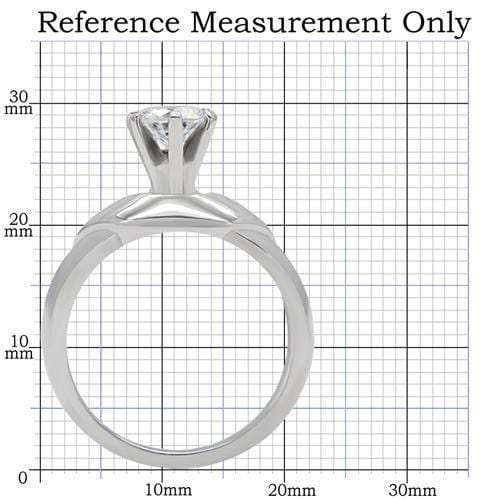 TK191 - High polished (no plating) Stainless Steel Ring with AAA Grade CZ in Clear - Alamode - Flyclothing LLC