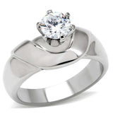 TK191 - High polished (no plating) Stainless Steel Ring with AAA Grade CZ in Clear - Alamode - Flyclothing LLC