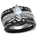 TK1922 - Two-Tone IP Black Stainless Steel Ring with AAA Grade CZ in Clear - Alamode - Flyclothing LLC