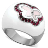 TK1927 - High polished (no plating) Stainless Steel Ring with Top Grade Crystal in Ruby - Alamode - Flyclothing LLC