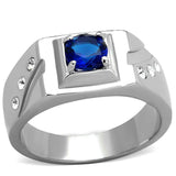 TK1929 - High polished (no plating) Stainless Steel Ring with Synthetic Synthetic Glass in Montana - Alamode - Flyclothing LLC