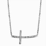 TK1931 - High polished (no plating) Stainless Steel Necklace with Top Grade Crystal in Clear - Alamode - Flyclothing LLC