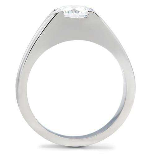 TK193 - High polished (no plating) Stainless Steel Ring with AAA Grade CZ in Clear - Alamode - Flyclothing LLC