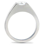 TK193 - High polished (no plating) Stainless Steel Ring with AAA Grade CZ in Clear - Alamode - Flyclothing LLC
