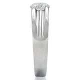 TK193 - High polished (no plating) Stainless Steel Ring with AAA Grade CZ in Clear - Alamode - Flyclothing LLC