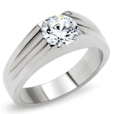 TK193 - High polished (no plating) Stainless Steel Ring with AAA Grade CZ in Clear - Alamode - Flyclothing LLC