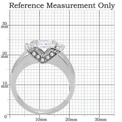 TK194 - High polished (no plating) Stainless Steel Ring with AAA Grade CZ in Clear - Alamode - Flyclothing LLC