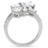 TK196 - High polished (no plating) Stainless Steel Ring with AAA Grade CZ in Clear - Alamode - Flyclothing LLC